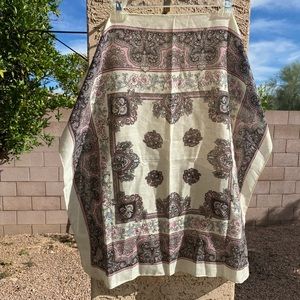 Beautiful vintage scarf, cream , black and lavender.